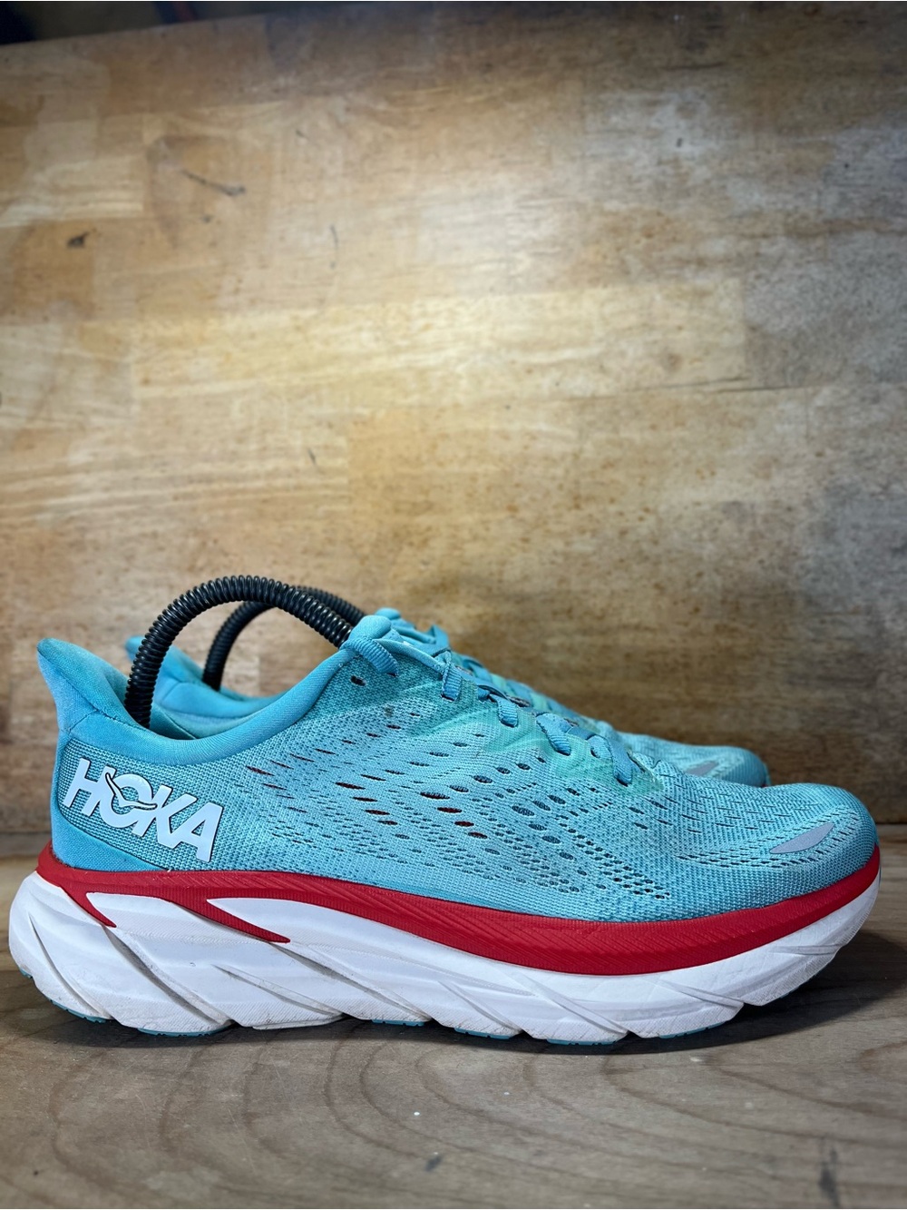 Hoka One One Clifton 8 REFLECTIVE Womens Sz 8.5 (B) Running Shoes Sneakers Blue